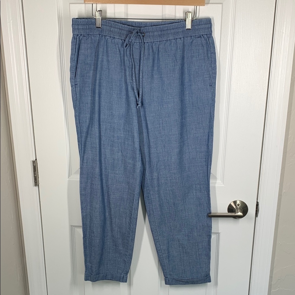J Crew blue cotton elastic waist casual pants size 10